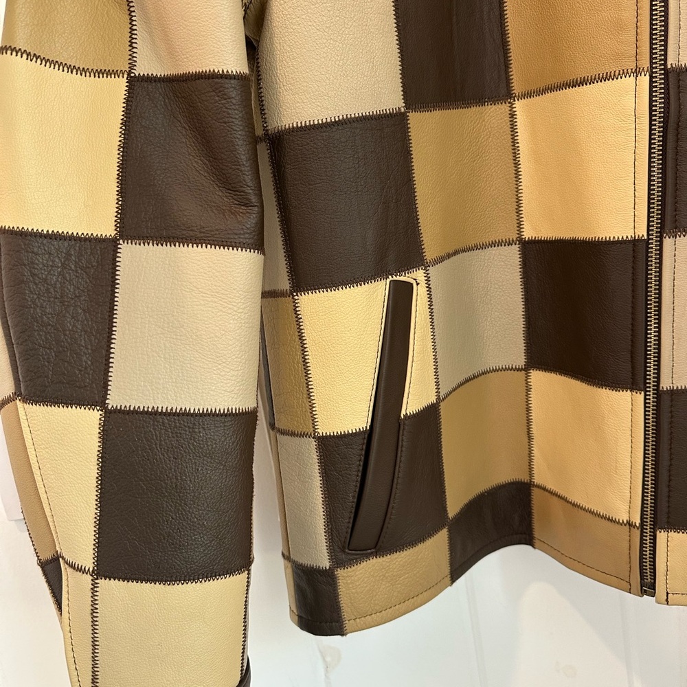 Golf Wang Leather Patchwork Jacket Brown Combo La… - image 4